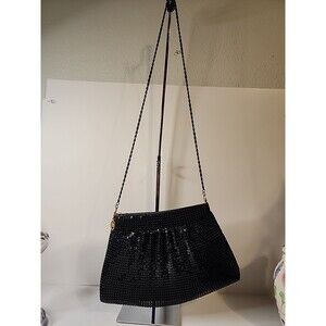 VINTAGE LYRELLA BLACK METAL MESH EVENING HANDBAG/CLUTCH WITH  CHAIN